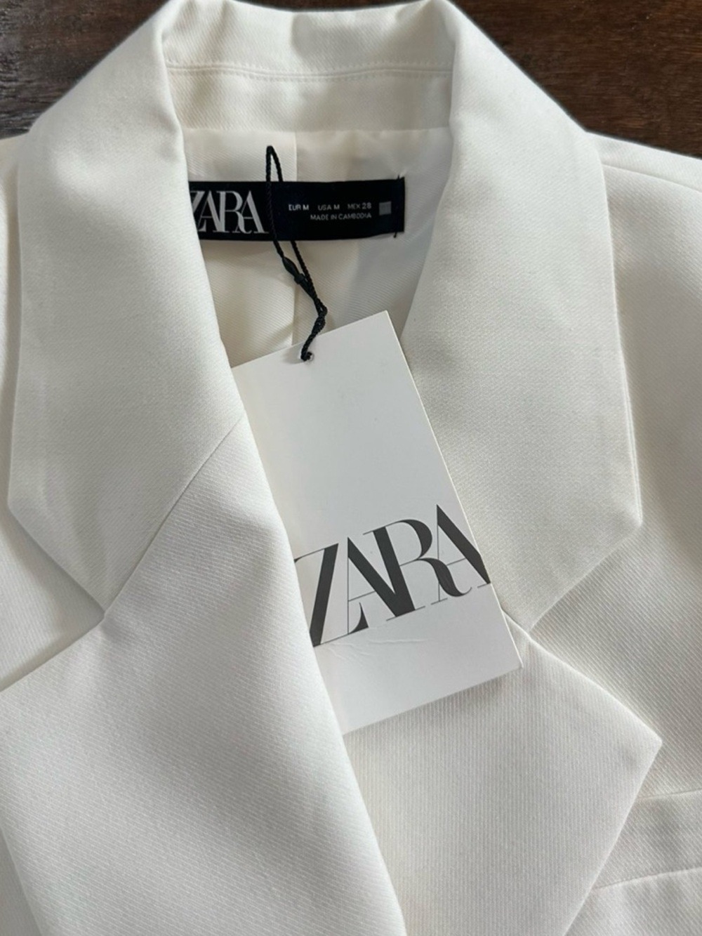 Zara-CROPPED DOUBLE BREASTED BLAZER - Oyster White size M NWT - Picture 9 of 10